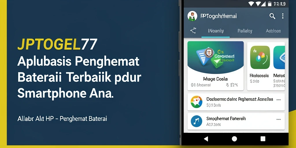 Tampilan antarmuka aplikasi JPTOGEL77 saat menghemat baterai.