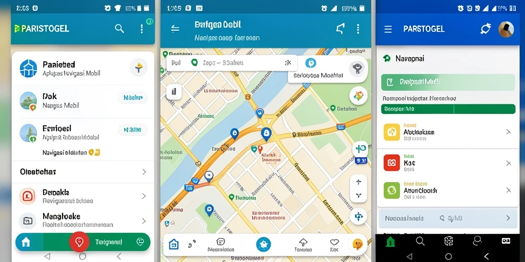 Antarmuka aplikasi PARISTOGEL yang ramah pengguna untuk navigasi mobil.