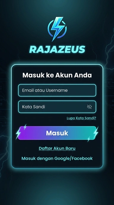 Tampilan halaman login rajazeus